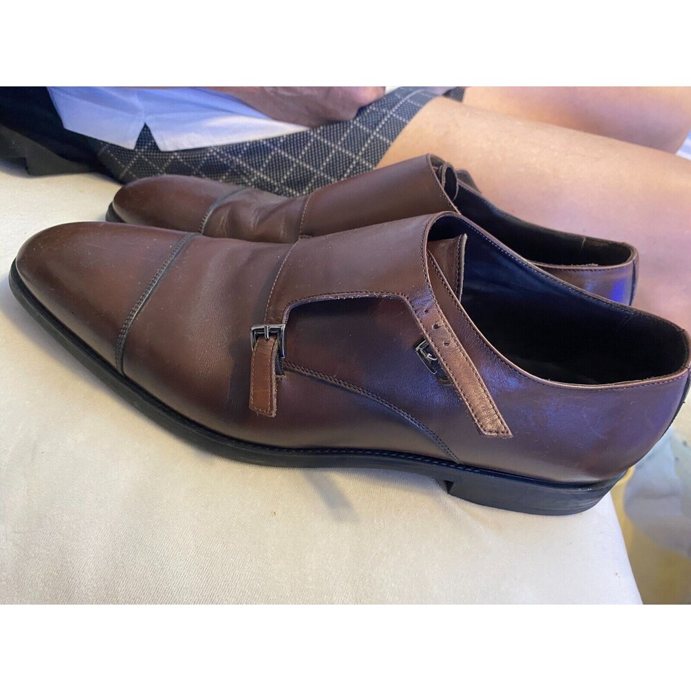 Classic Brown Leather Single Monk Strap Dress Shoes